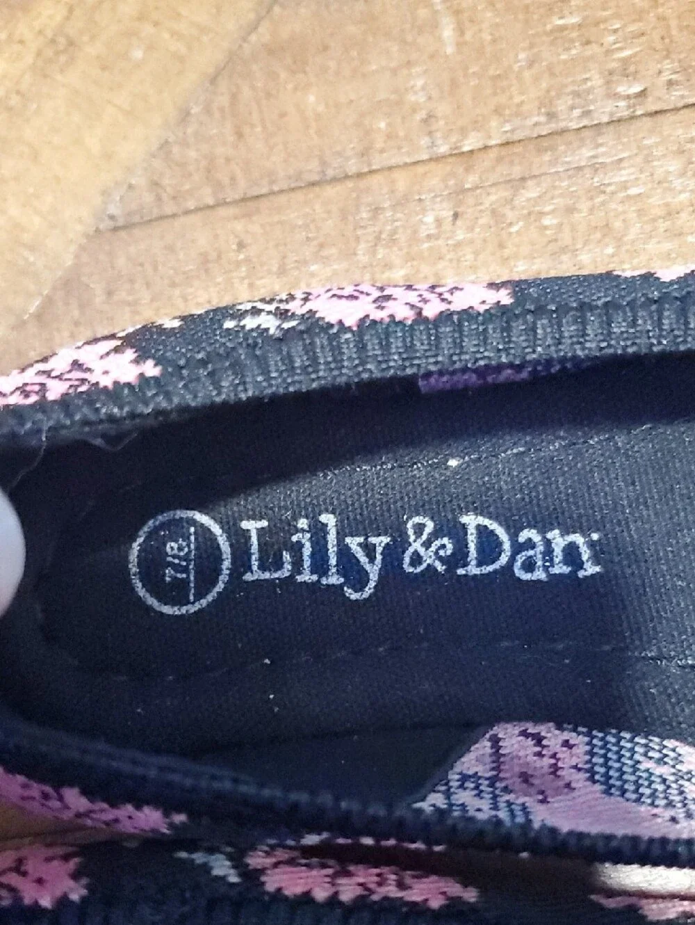 Lily & Dan Girls' Black and Pink Floral Knit Ballet Flats